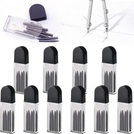Mine de Compas. Recharge pour Compas. 100 Pièce Recharges de Mine pour Compas. 2mm Recharge Boussole. Mine Compas Professionnel. Mines de Rechange pour Compas 2B H619 (1/5)
