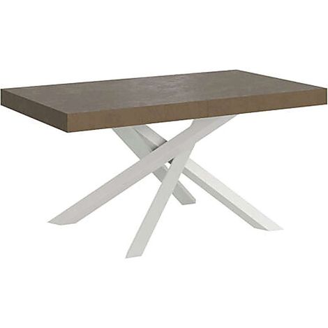 Tavolo allungabile 160/420x90 cm Volantis tortora gambe bianche