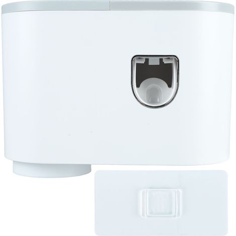 Porte-brosses à dents mural avec plateau de rangement et distributeur de dentifrice intégré pour salle de bain (1/5)