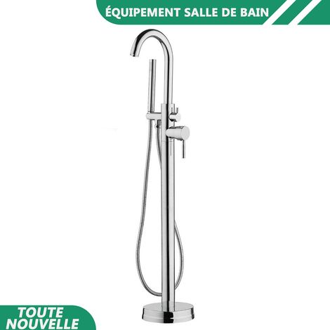 WAOBDLA G1/2'' robinet de baignoire de montage au sol remplisseur de baignoire autonome debout robinet de baignoire à débit élevé (1/5)