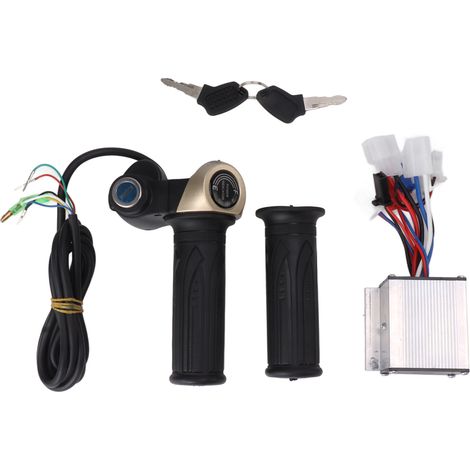 Contrôleur de vélo électrique 24V 250W brossé, kit de conversion avec écran rond, poignée d'accélérateur 24V et 2 clés (1/5)