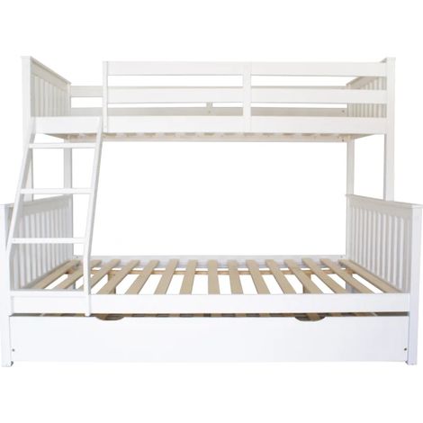Litera triple + cama elevable 80 madera blanca 135x190/90x190cm