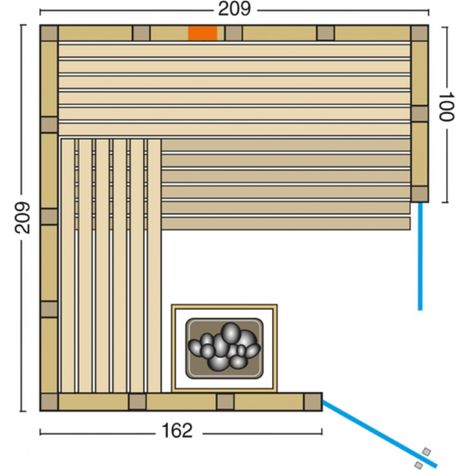 Infraworld Solido Complete 209 Ecke Sauna mit Infrarotstrahler 209x209x200 cm nordische Fichte Solido Complete 209 Ecke - rechts