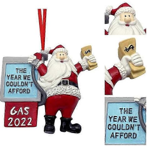 Décorations de Noël et du Nouvel An 2022 : Père Noël, pendentif en résine « Nous n'avions pas les moyens de payer l'essence », statuette (1/5)