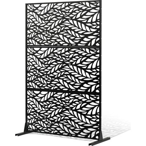 Brise-vue en Métal, 120x183 cm, Panneau Intimité Autoportant avec Support, Écran de Confidentialité Décoratif, Paravent Séparateur Extérieur pour Patio, Balcon, Salle Intérieure, Jardin, Noir (1/5)