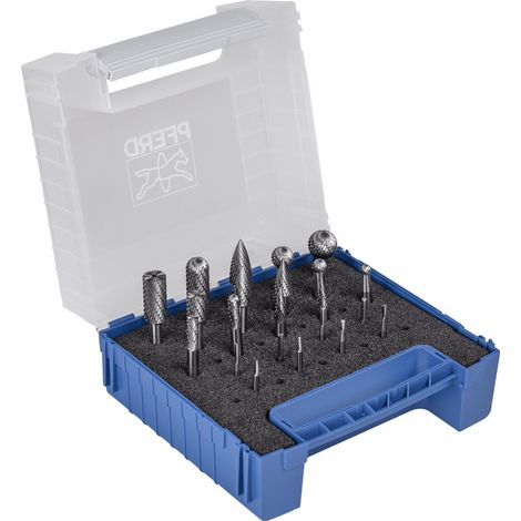 PFERD TOOLS Hartmetall Frässtift Set 1500 Zahnung 3 PLUS/Z5 22-tlg. Ø 16/12/10/8/6/3/2mm Schaft-Ø 6mm universal mittel fein (1/4)