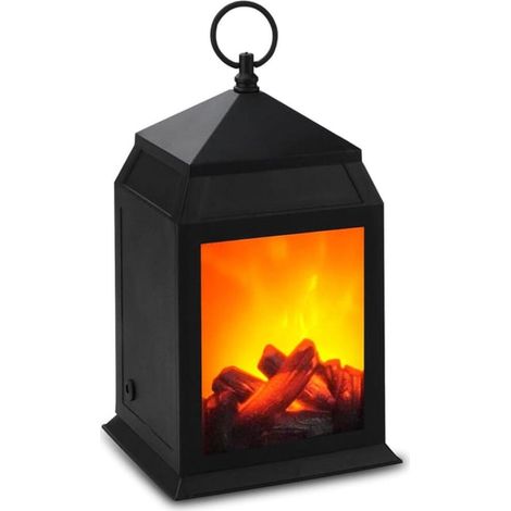 Kleiner künstlicher Kamin mit per USB aufladbarem LED-Flammeneffekt, ideal für die Weihnachtsdekoration im Innen- und Außenbereich (schwarz) (1/5)