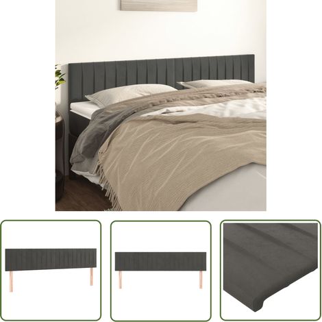 The Living Store Têtes de lit 2 pcs Gris foncé 100x5x78/88 cm Velours - Tête De Lit - Tête De Lit Velours - Tête De Lit Réglable - Têtes De Lit Double - Literie (1/5)