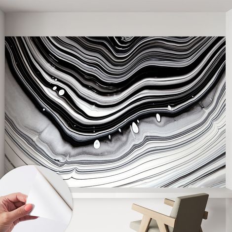 Papier peint autocollant Mural avec colle pour salon et chambre Décoration murale rapide Vagues optiques 152x104 cm (1/5)