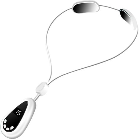 Masajeador portátil que alivia el dolor de cuello y hombros, 6 modos, 15 niveles de intensidad, 3 temperaturas, pantalla digital, recargable. (1/5)