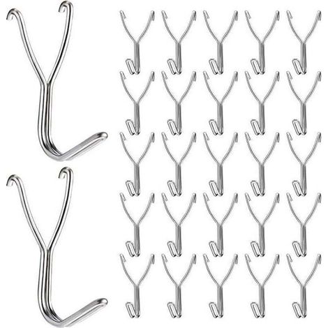 Lot de 50 crochets en acier inoxydable de 20 mm pour cuisine, garage, rangement, accessoires, outils d'établi, fournitures d'artisanat (1/4)