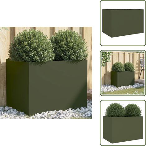 The Living Store Pflanzkübel Olivgrün 62x47x46 cm Stahl - Pflanzkübel - Hochbeet - Stahltank - Gartendeko - Grünpflanzen (1/5)