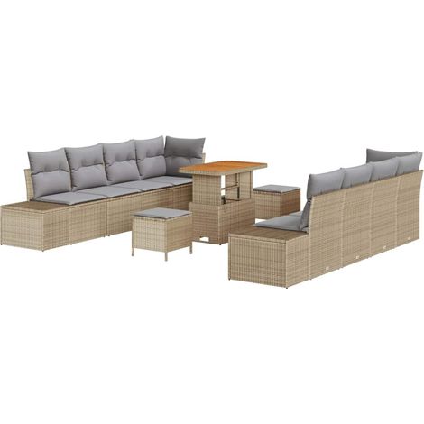 Maison Exclusive - Conjunto de sofás de jardín Beige 90 x 55 x 71
