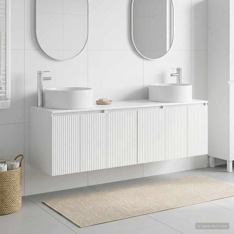vidaXL Set di Armadi da Bagno 3 pz Bianco Lucido 161,5 x 44,5 x 80 cm (1/5)