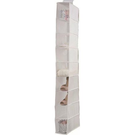 Compactor Organisation de penderie - Organiseur suspendu 15x30x128 cm, 9 compartiments, blanc RAN2982