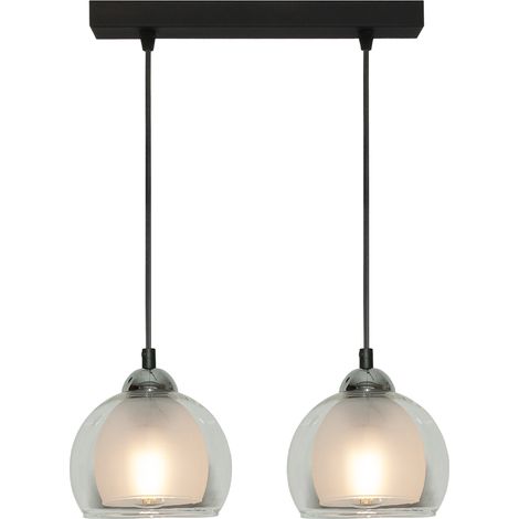 Schwarze, moderne Pendelleuchte mit Glasschirm Benarivo 14-488