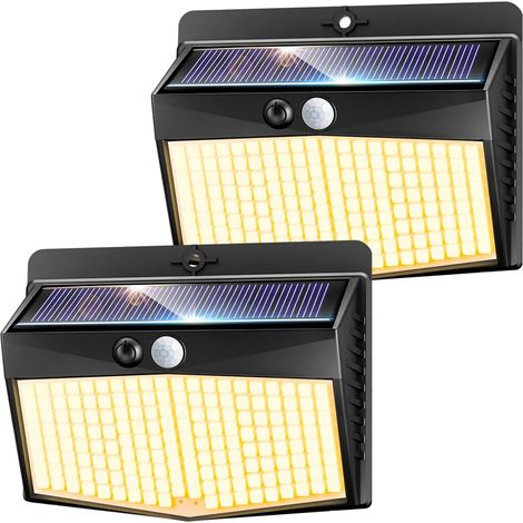 Lampe Exterieur Solaire Detecteur de Mouvement, 168 LED 3 Modes Lampe Solaire Extérieur, IP65 Etanche Led Solaire Extérieur pour Jardin, Garage, Patio