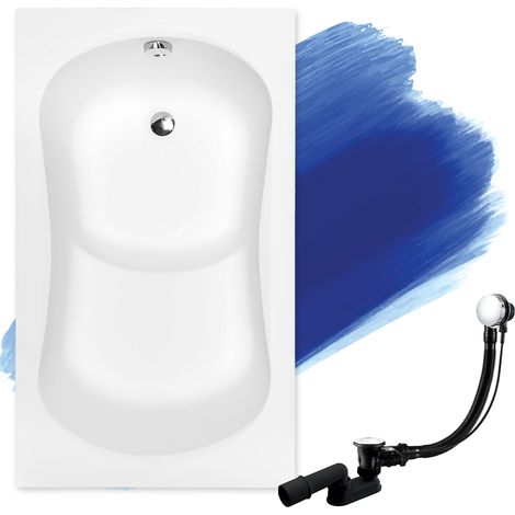 Baignoire Rectangulaire 120x70, Siphon de bain et pieds (support) - Set 3en1 - Fabriqué en UE - BADLAND ARIA REHAB