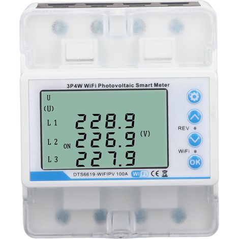 Compteur intelligent photovoltaïque WiFi pour Tuya 3P 4W, mesure bidirectionnelle, tension d'énergie, Protection contre les surtensions de courant 60-300V 100A (1/5)