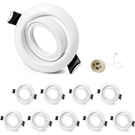 GU10 Recessed Spotlight Frame, 45° Swivel, Iron Frame, Cut-Out 68-75 mm, Diameter 87 mm, Flat, GU10 Ceramic Socket 230 V, IP20, Without Bulb (1/5)