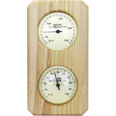 Thermomètre et hygromètre Fahrenheit en bois et métal pour sauna, salles de sauna et spas à la maison, installation facile, utilisation professionnelle, jaune, ajustement fiable (vertical) (1/5)