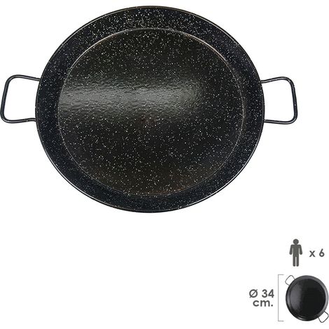 Emaillierte, valencianische Paellapfanne  6 Personen / 34 cm. (1/2)