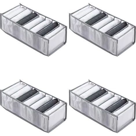 Organizadores de ropa para armario, 4 cajas plegables, tela no tejida, gris antracita, 35x25x18 cm (1/4)