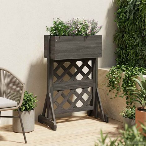 vidaXL  Vertical Garden Trellis  Grey 48 x 30 x 70.5 cm Solid Fir Wood