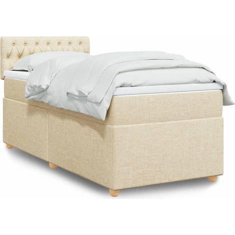 Boxspringbett mit Matratze Creme 80x200 cm Stoff
