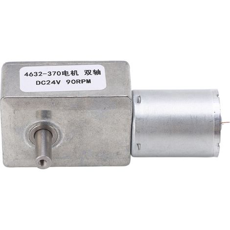 Moteur à courant continu à engrenages, double arbre, sens de rotation réglable, turbine carrée à vis sans fin, réducteur de vitesse, 24 V CC, 90 tr/min
