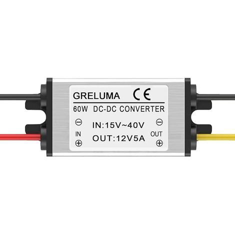 1Pc DC 24v à 12v Convertisseur Abaisseur Réducteur Régulateur 5A 60W Adaptateur d'alimentation pour Système Solaire De Véhicule De Camion De Voiture Auto (Entrées DC 15-40V) (1/5)