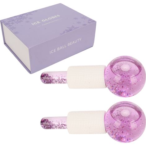 Boule de verre pour salon de beauté, boule de massage, boule de hockey sur glace pour massage facial, compresse de glace, boule de verre violette (1/5)