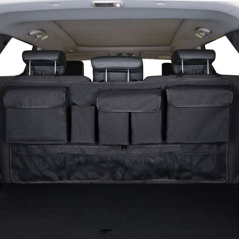 Auto-Organizer, 9 Taschen mit 3 festen Verstellgurten, Kofferraum-Aufbewahrung, vielseitig einsetzbar, faltbare Auto-Aufbewahrungstasche für SUV und viele Fahrzeuge (1/4)