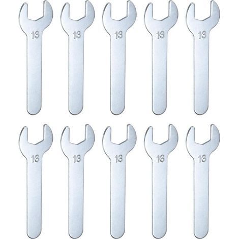 Satz von 10 kleinen festen metrischen Schraubenschlüsseln 13 x 87 x 2 mm, U-förmig, flacher Kopf, sehr dünn, verzinkt, für Autoreparaturen und Möbelmontage. (1/4)