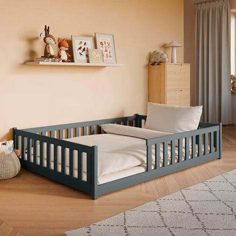 Lit au sol 140x200 sommier inclus Maya Anthracite (1/3)
