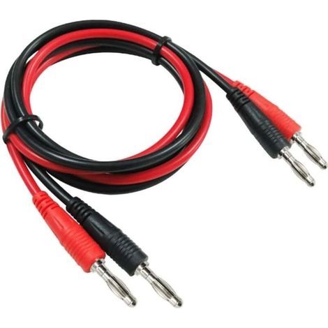 2Pcs P1041 4Mm Fiche Banane À Fiche Banane Multimètre Cable De Test Électronique Rallonge De Test - Rouge + Noir (1/4)