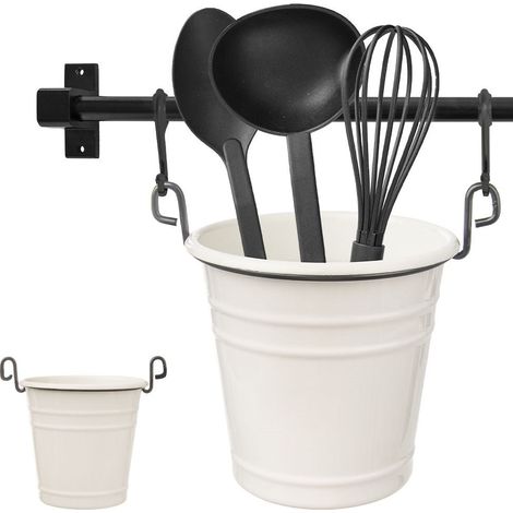Porte ustensiles de cuisine en metal et pot a herbes avec crochets (1/5)