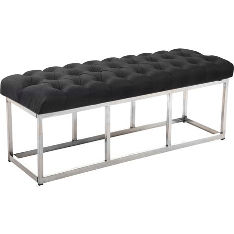 Panca AMUN in tessuto e acciaio inox grigio scuro 120 cm