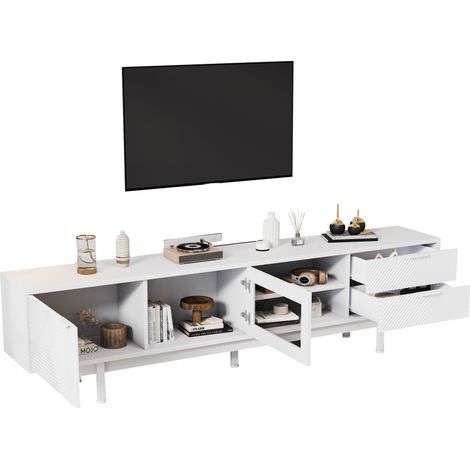 CHICFURN Mobile TV 200x40x50,5 cm bianco, 2 ante e 2 cassetti, per TV da 80 pollici (1/5)