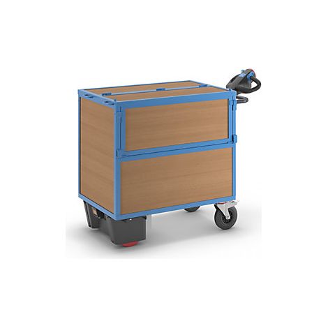 Carro-caja con accionamiento eléctrico  paredes de tableros MDF
