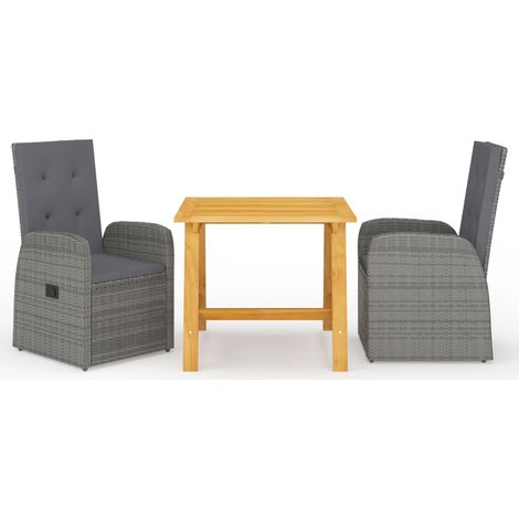 vidaXL Set Mobili da Pranzo per Giardino 3 pz Grigio (1/5)