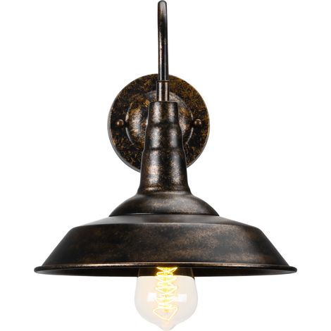 Applique murale industriel en métal fer forgé, Lampe éclairage interieur extérieur E27 luminaire – Rouille (1/5)