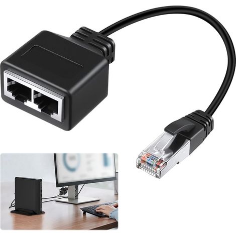 Câble répartiteur Ethernet RJ45 1 vers 2 – Compatible avec Cat5, Cat5e, Cat6, Cat7 pour la maison et le bureau (Noir)