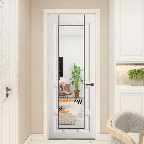 Metal Frame Over the Door Full Length Mirror Black (1/5)
