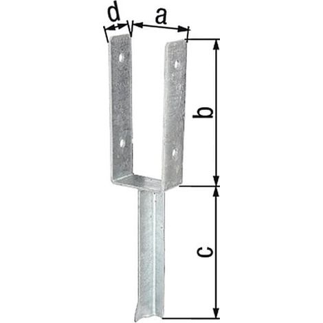 GAH Alberts Support de poteau en U ETA-10/0210 91x200x200x50mm TZN avec ancrage pour béton et fer en T - 216771 (1/3)
