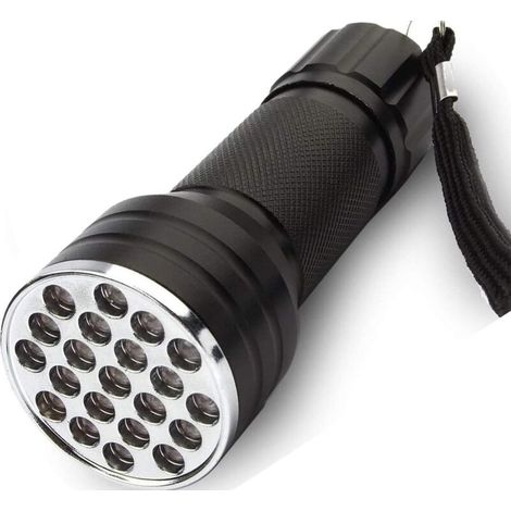 Lampe torche UV à lumière noire 21 LED, lampe torche portable à lumière noire ultraviolette pour colorer les animaux (chiens, insectes, scorpions) (1/4)