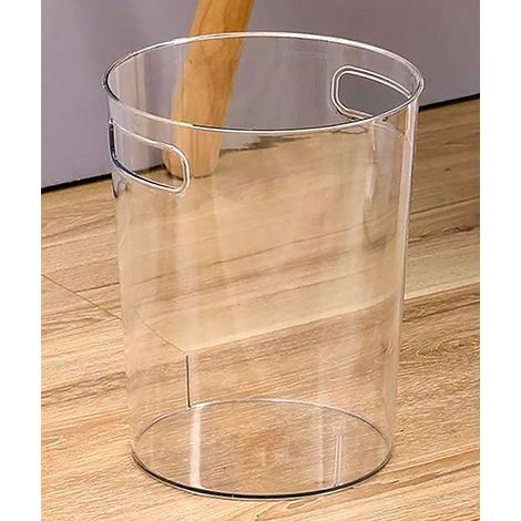 Transparenter Kunststoff-Abfalleimer – 21 x 18,5 cm – Minimalistisches und elegantes Design – Recyclingkorb für Büro, Zuhause, Schlafzimmer – Mülleimer für Schreibtisch und Tisch