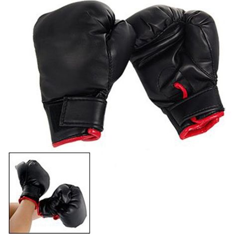 Gants De Boxe Paire De Gants De Boxe Ajustables Taille Enfant Noirs