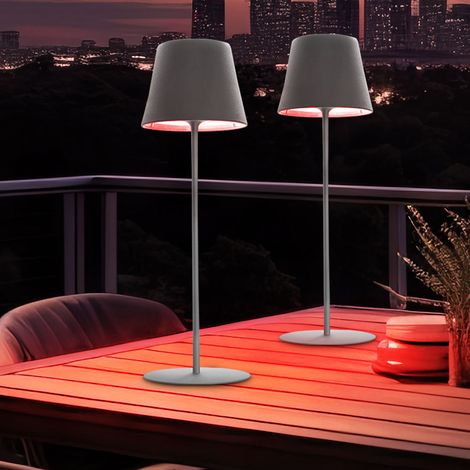 Lampada da tavolo a LED Lampada da tavolo per esterni Lampada da giardino a batteria ricaricabile Lampada decorativa con cambio di colore RGB, 2W 270lm bianco caldo, DxH 12 x 38 cm, set da 2