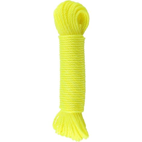 Corde à linge en nylon de 20 m, idéale pour le jardin, le camping et les activités de plein air (jaune) (1/5)